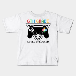 6th Grade Level Unlocked First Day of School Video Gamer Kids T-Shirt